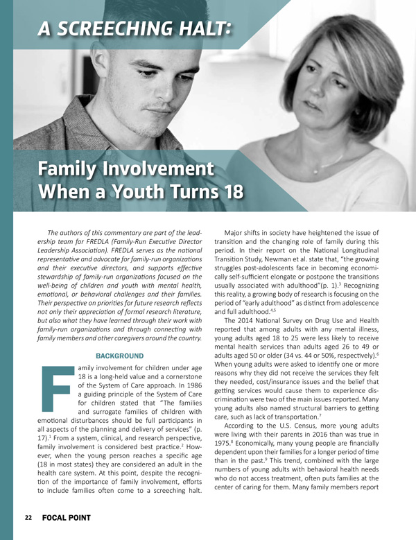 A Screeching Halt: Family Involvement When a Youth Turns 18