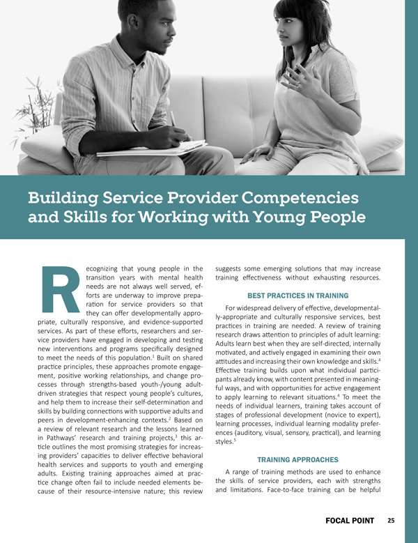 Building Service Provider Competencies and Skills for Working with Young People
