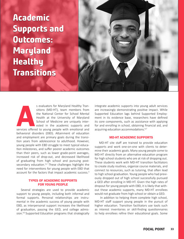 Academic Supports and Outcomes: Maryland Healthy Transitions